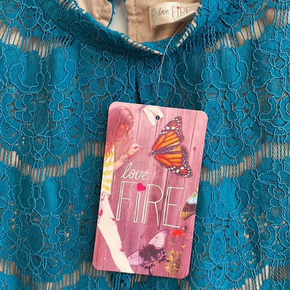 NWT LOVE FIRE Teal Lace, Lined Sleeveless Shirt Top Blouse Boho Blouse - Picture 9 of 9